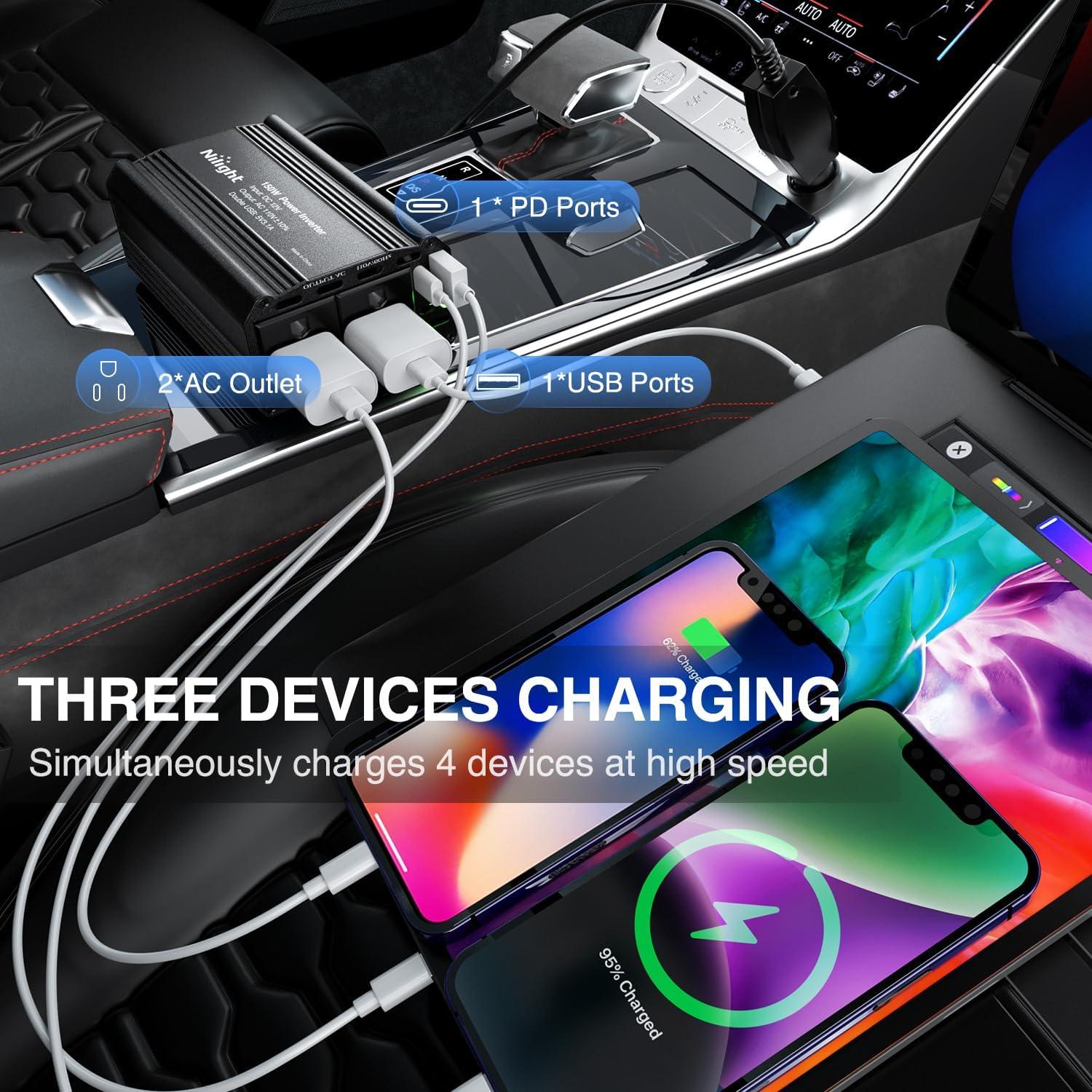 imageNilight Cigarette Lighter Extension Cord Cable Heavy Duty 6ft 12V24V Car Charger with Cigarette Lighter Plug Cigarette Lighter Socket2 Years Warranty300W USBPD 110V Outlet2