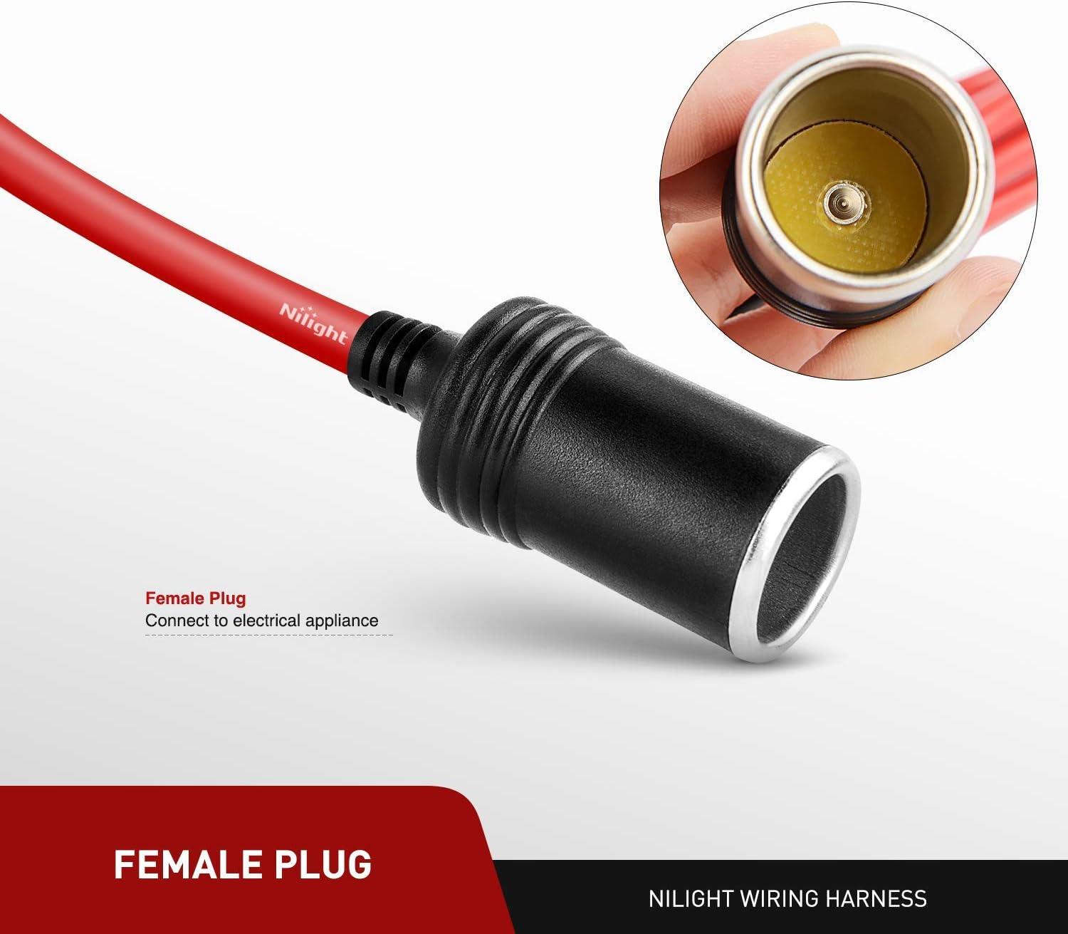imageNilight Cigarette Lighter Extension Cord Cable Heavy Duty 6ft 12V24V Car Charger with Cigarette Lighter Plug Cigarette Lighter Socket2 Years Warranty6ft Cigarette Lighter Red