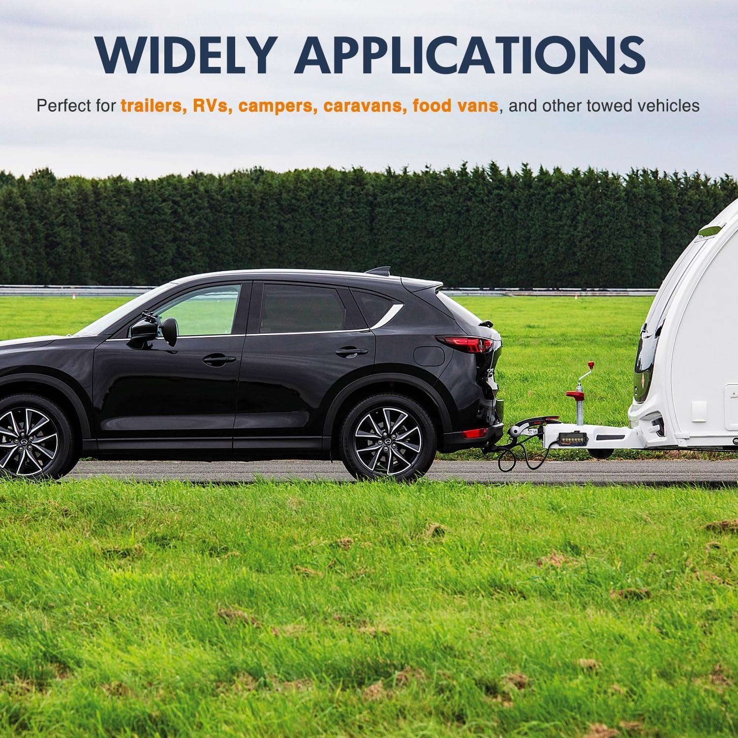 imageNilight Heavy Duty 7 Way Inline Trailer Plug 8 Feet Connector Cable 7Pin RV Round Extension Wiring Harness Weatherproof Junction Box for RV Towing Car16FT Trailer Wiring Harness