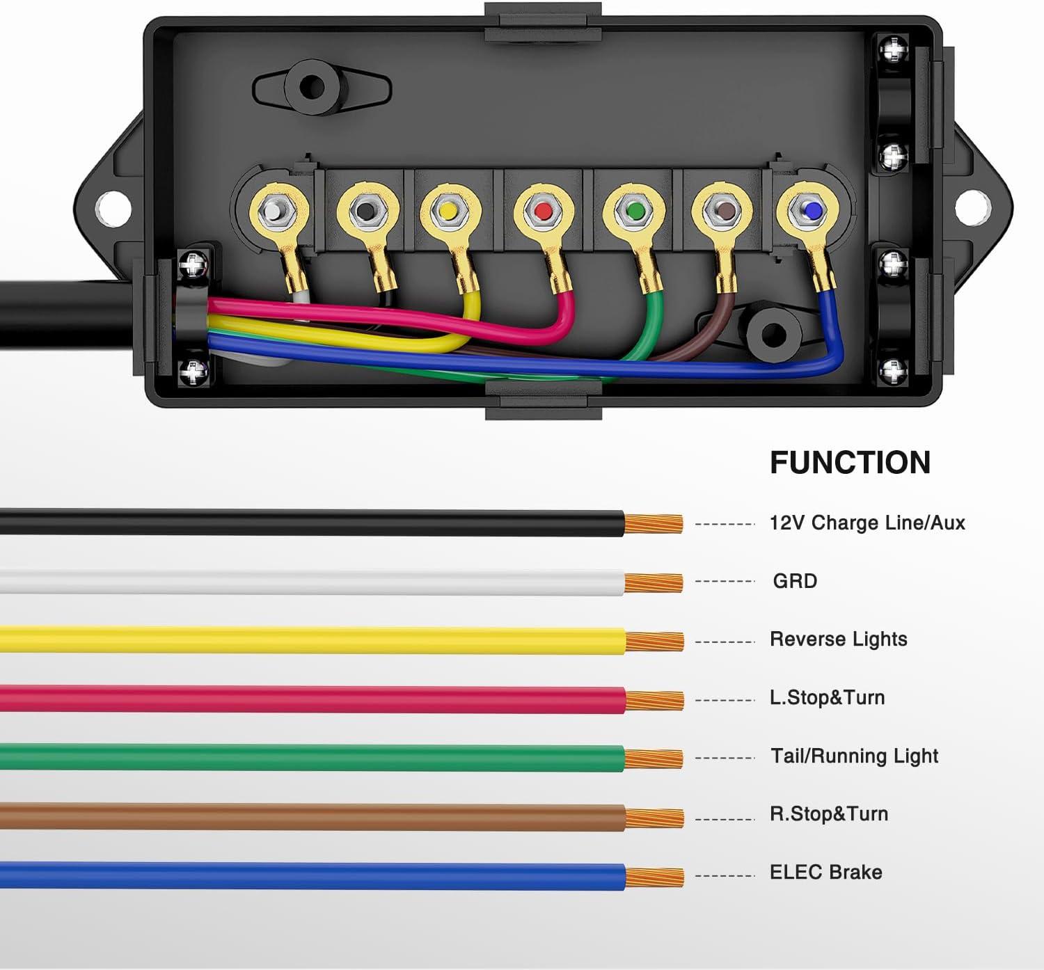 imageNilight Heavy Duty 7 Way Inline Trailer Plug 8 Feet Connector Cable 7Pin RV Round Extension Wiring Harness Weatherproof Junction Box for RV Towing Car16FT Trailer Wiring Harness
