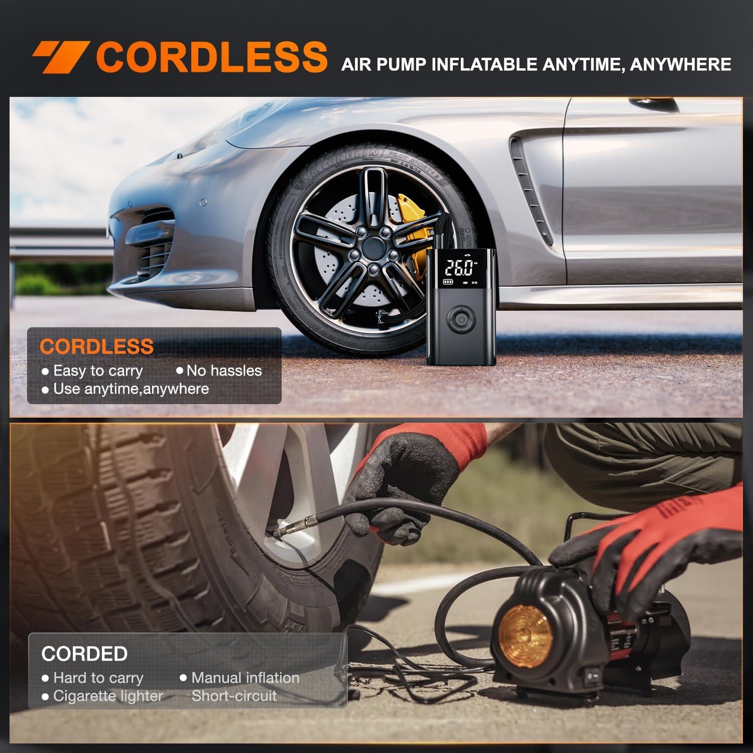 imageNilight Tire Inflator Air Compressor Portable Pump for 12V DC Car Tires with Digital Pressure Gauge 150PSI Auto LED Light Cars ATVs Bicycles2x Faster Tire Inflator