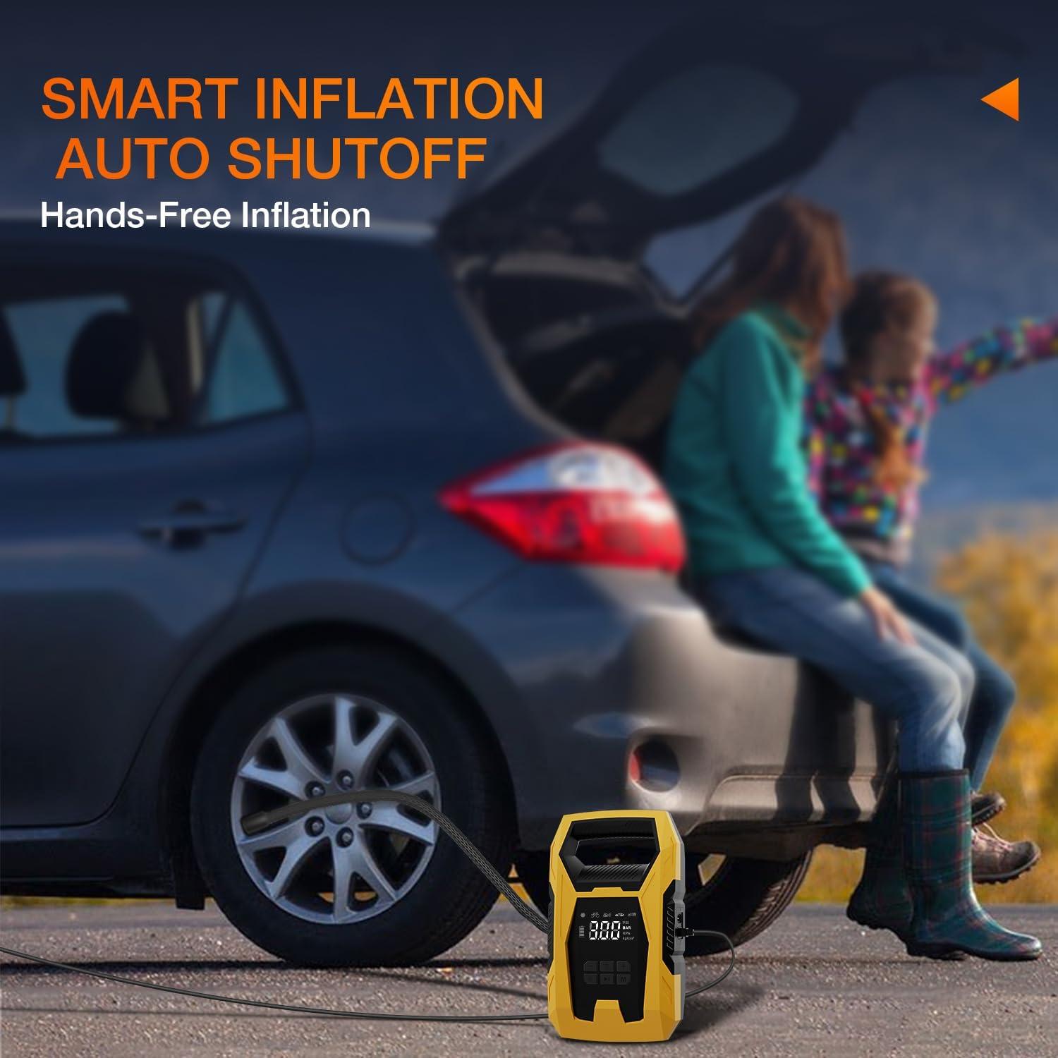 imageNilight Tire Inflator Air Compressor Portable Pump for 12V DC Car Tires with Digital Pressure Gauge 150PSI Auto LED Light Cars ATVs BicyclesAcDc Tire Inflator