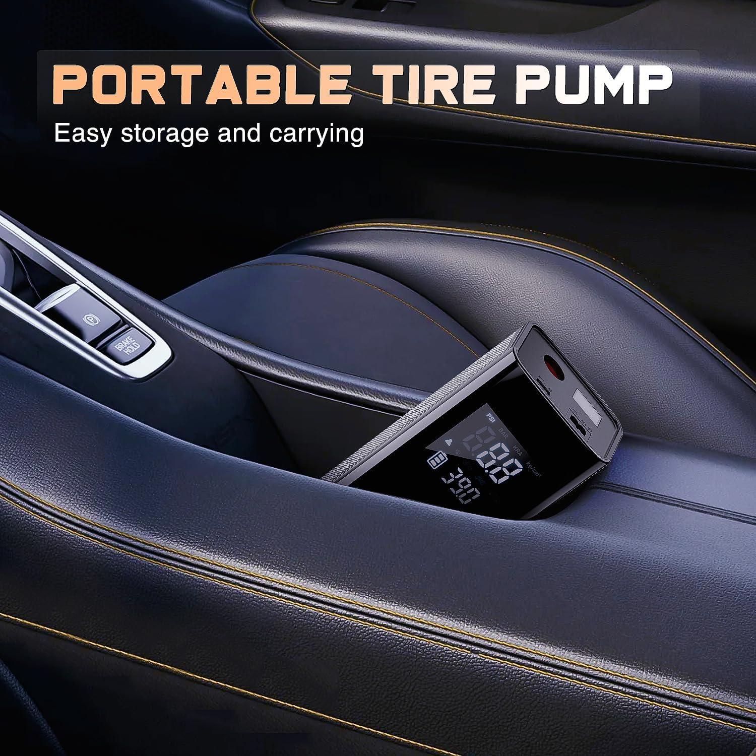 imageNilight Tire Inflator Air Compressor Portable Pump for 12V DC Car Tires with Digital Pressure Gauge 150PSI Auto LED Light Cars ATVs BicyclesCordless Air Compressor Pump