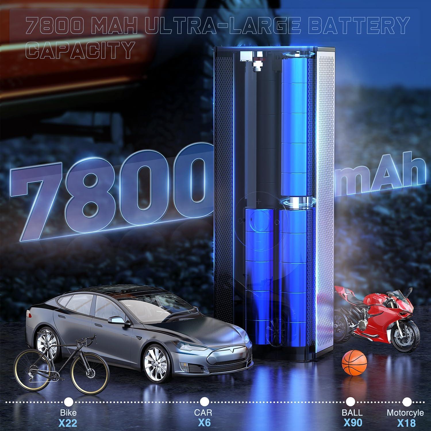 imageNilight Tire Inflator Air Compressor Portable Pump for 12V DC Car Tires with Digital Pressure Gauge 150PSI Auto LED Light Cars ATVs BicyclesCordless Air Compressor Pump