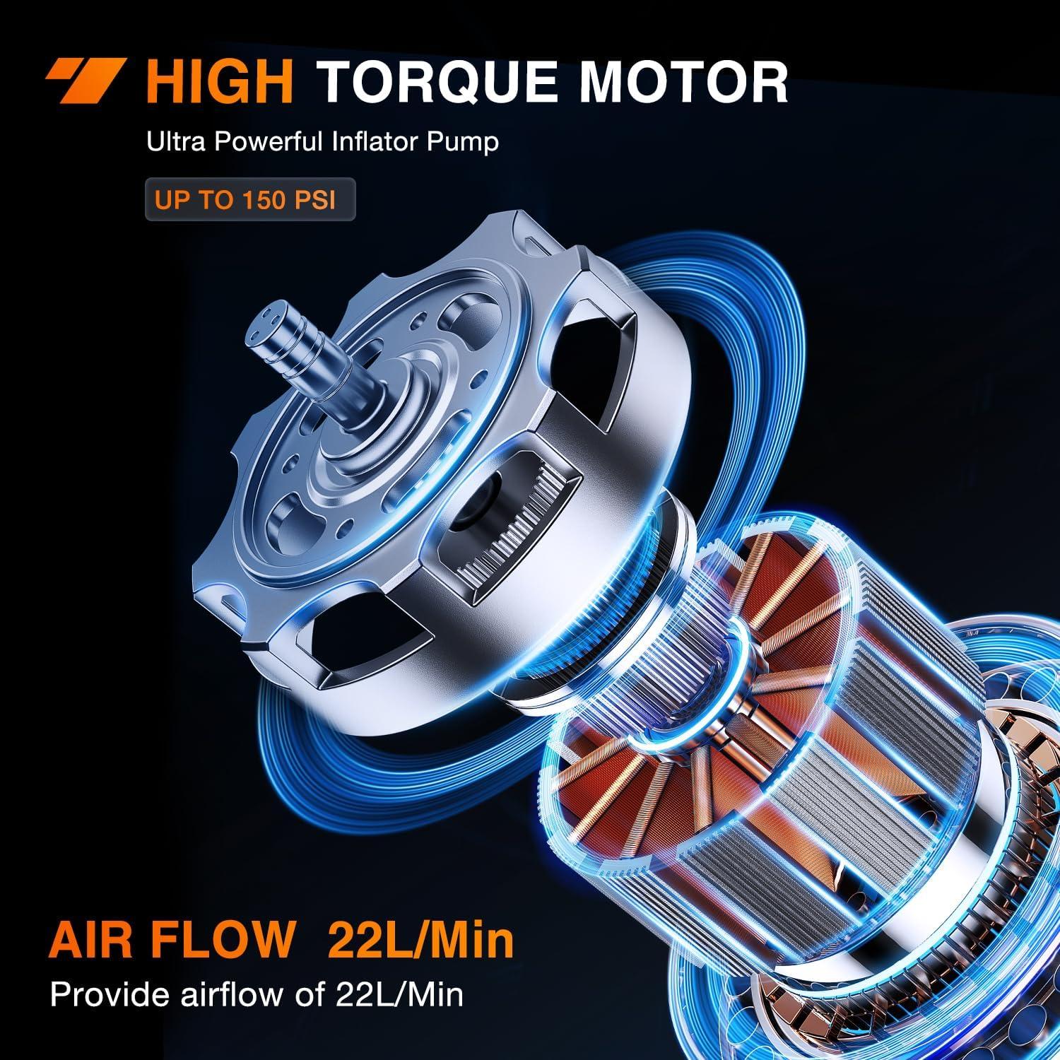 imageNilight Tire Inflator Air Compressor Portable Pump for 12V DC Car Tires with Digital Pressure Gauge 150PSI Auto LED Light Cars ATVs BicyclesCordless Tire Inflator