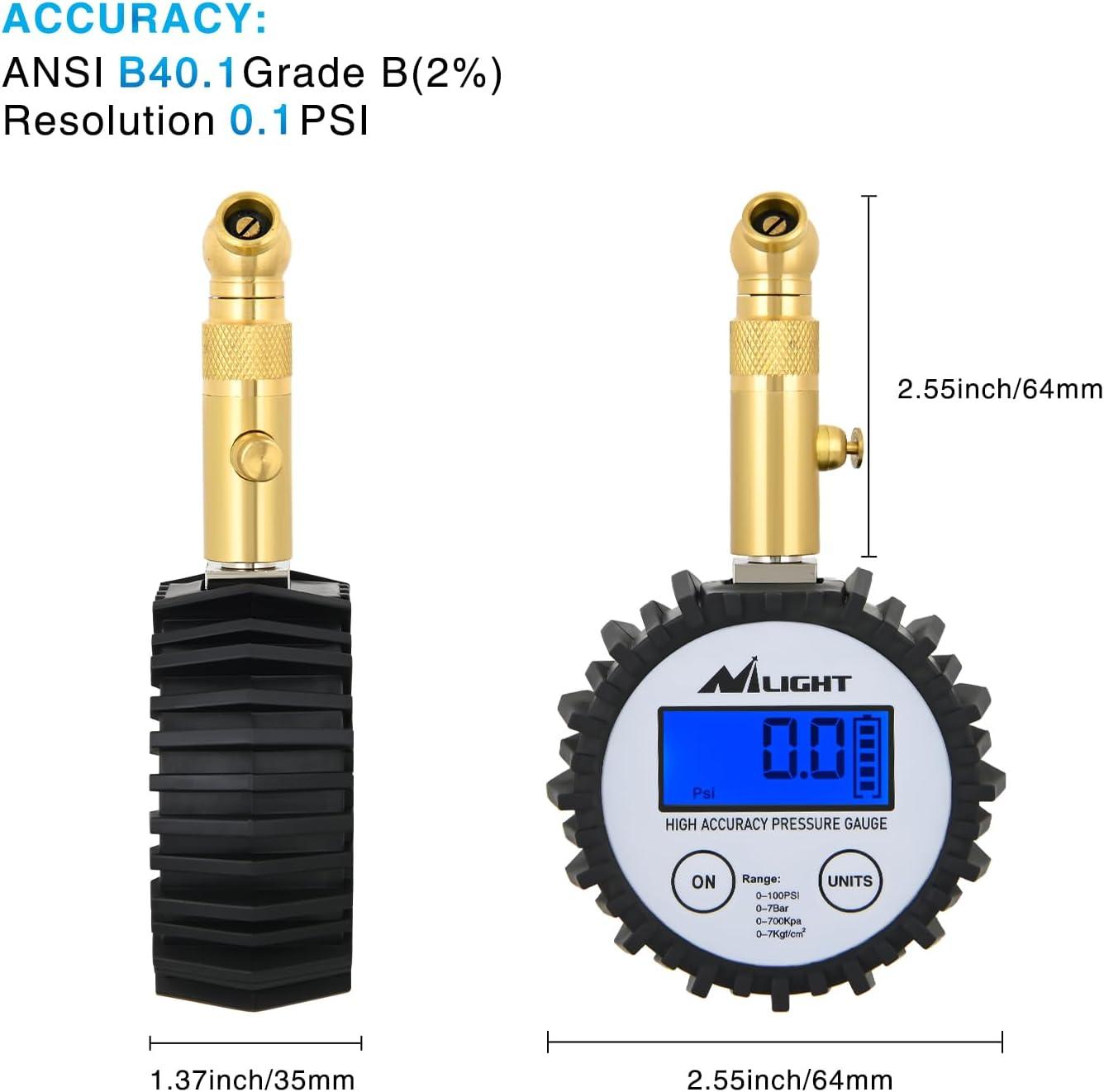 imageNilight Tire Inflator Air Compressor Portable Pump for 12V DC Car Tires with Digital Pressure Gauge 150PSI Auto LED Light Cars ATVs BicyclesDigital Tire Gauge