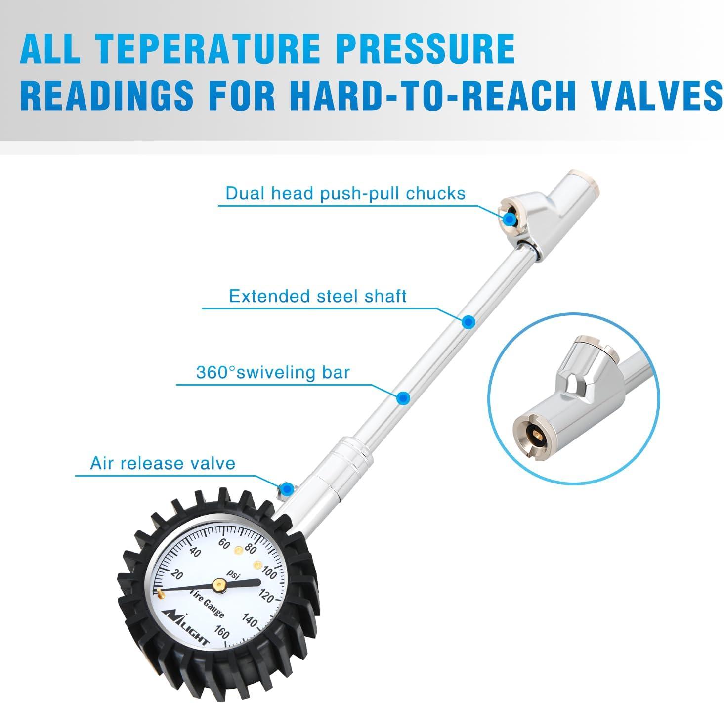 imageNilight Tire Inflator Air Compressor Portable Pump for 12V DC Car Tires with Digital Pressure Gauge 150PSI Auto LED Light Cars ATVs BicyclesDual Head Tire Gauge