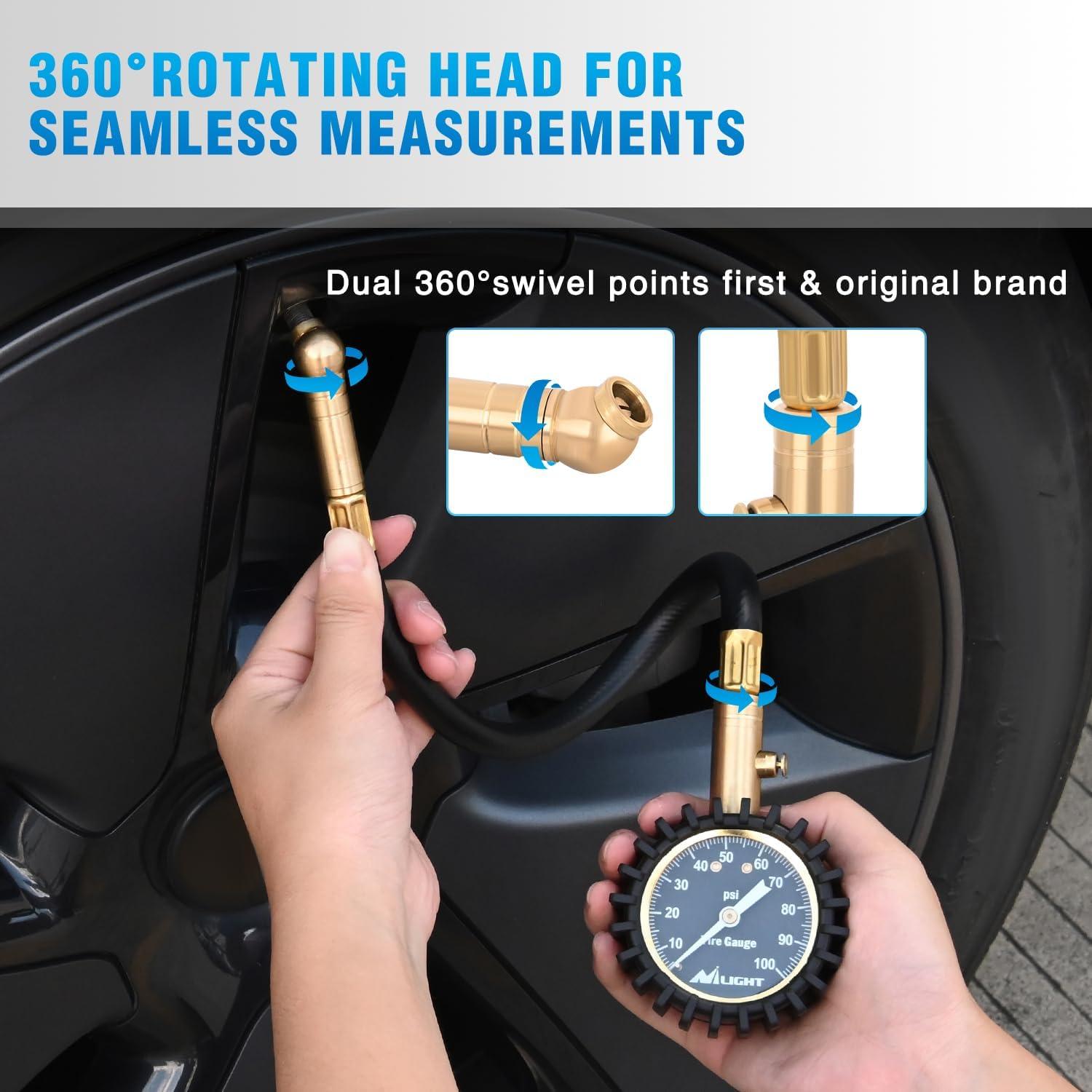 imageNilight Tire Inflator Air Compressor Portable Pump for 12V DC Car Tires with Digital Pressure Gauge 150PSI Auto LED Light Cars ATVs BicyclesNight Glow Tire Gauge