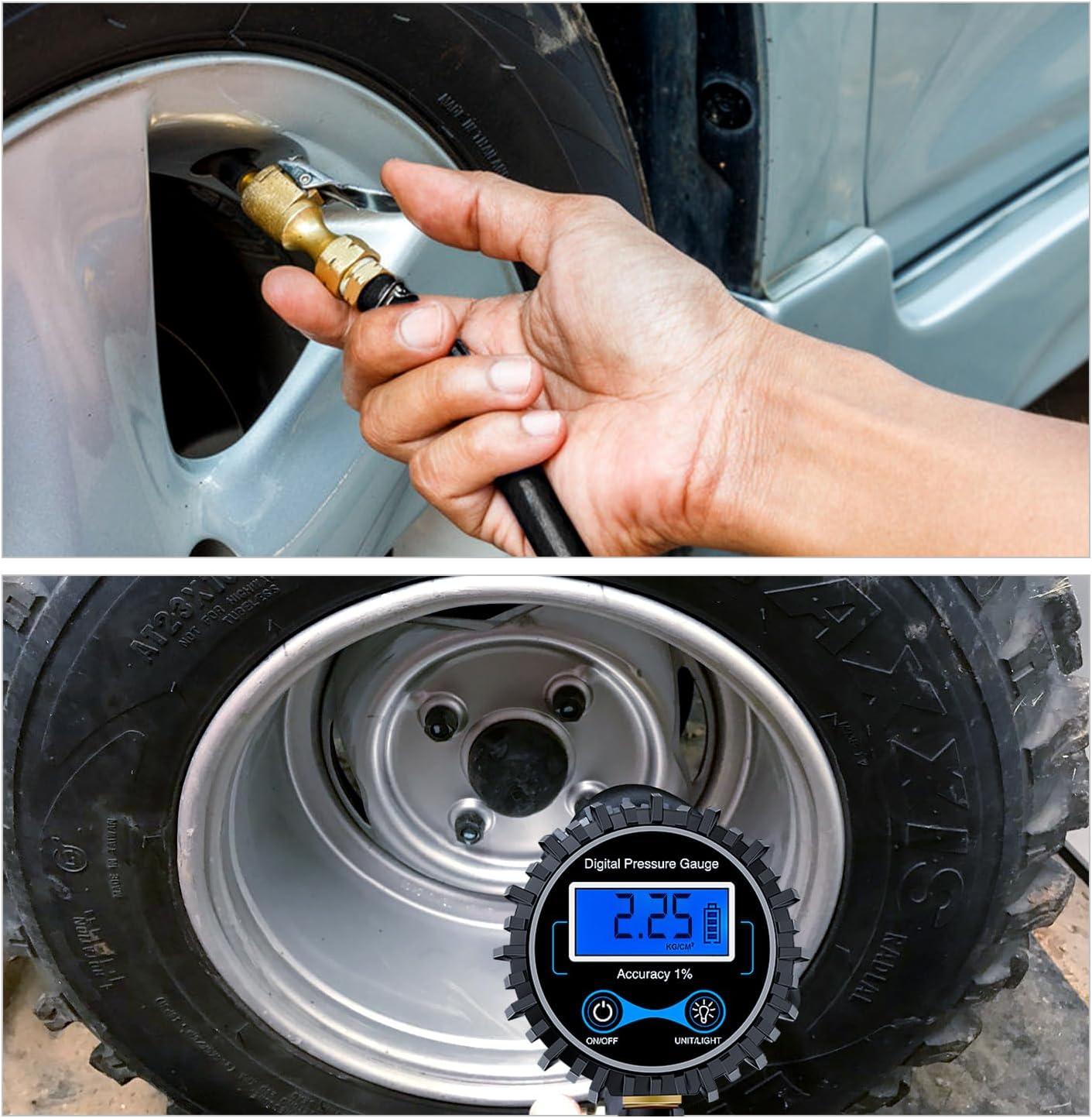 imageNilight Tire Inflator Air Compressor Portable Pump for 12V DC Car Tires with Digital Pressure Gauge 150PSI Auto LED Light Cars ATVs BicyclesTire Pressure Gauge Style 1