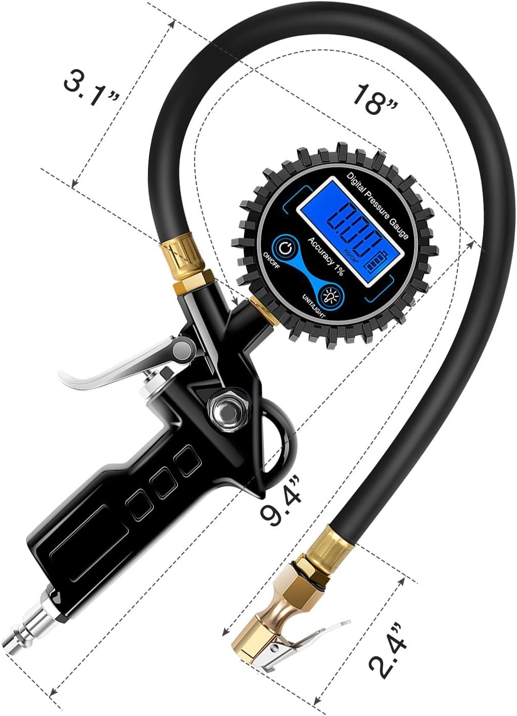 imageNilight Tire Inflator Air Compressor Portable Pump for 12V DC Car Tires with Digital Pressure Gauge 150PSI Auto LED Light Cars ATVs BicyclesTire Pressure Gauge Style 1