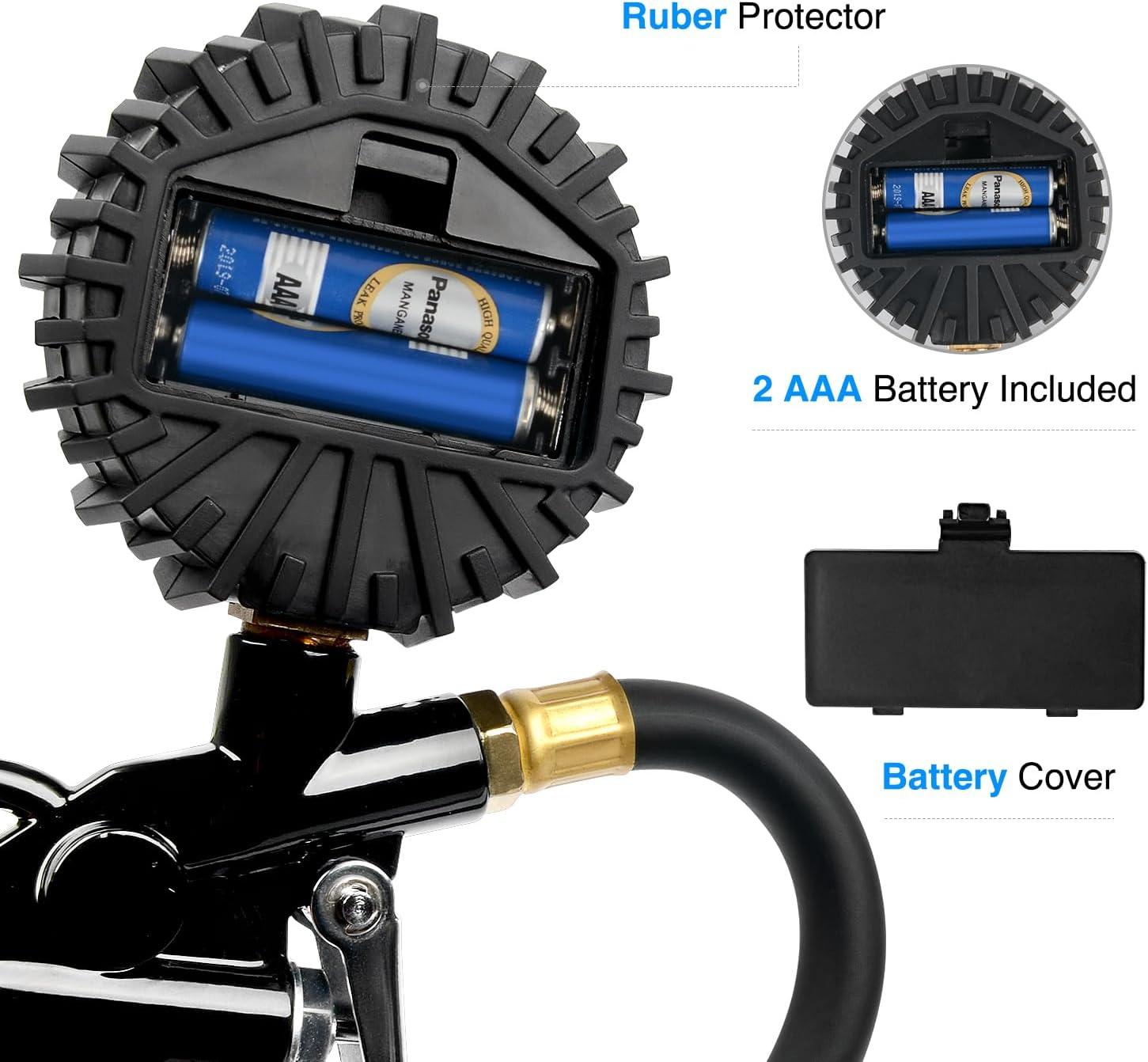 imageNilight Tire Inflator Air Compressor Portable Pump for 12V DC Car Tires with Digital Pressure Gauge 150PSI Auto LED Light Cars ATVs BicyclesTire Pressure Gauge Style 1