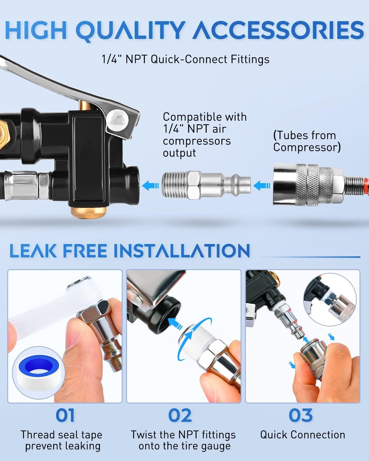 imageNilight Tire Inflator Air Compressor Portable Pump for 12V DC Car Tires with Digital Pressure Gauge 150PSI Auto LED Light Cars ATVs BicyclesTire Pressure Gauge Style 2