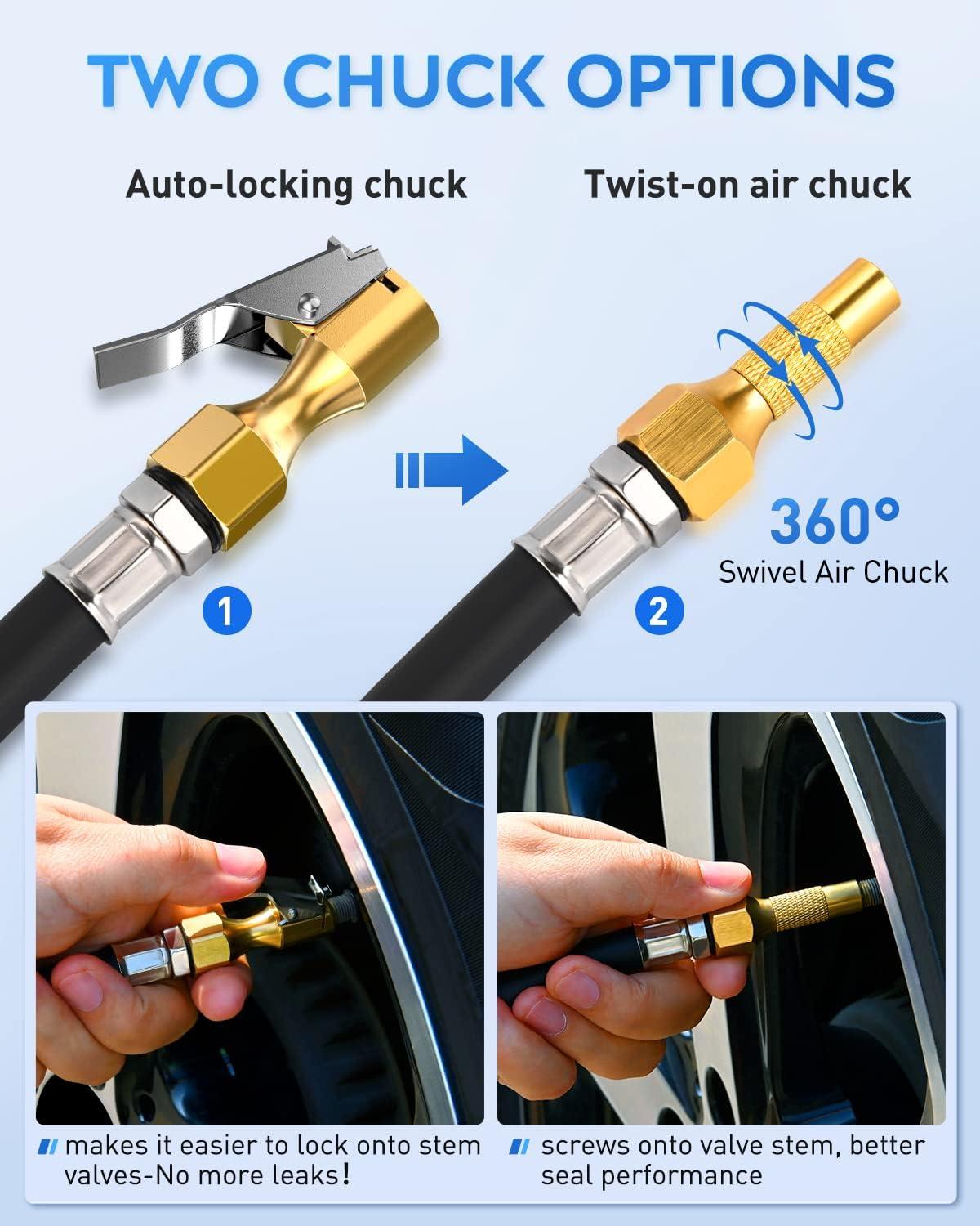 imageNilight Tire Inflator Air Compressor Portable Pump for 12V DC Car Tires with Digital Pressure Gauge 150PSI Auto LED Light Cars ATVs BicyclesTire Pressure Gauge Style 2