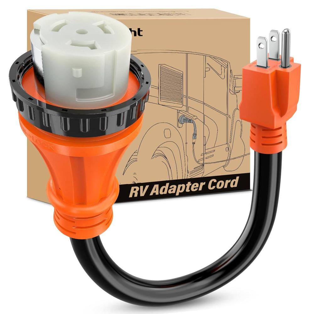 imageNilight  50033R 18 inch 50 Amp to 30 Amp RV Plug Adapter Heavy Duty Dogbone Electrical Adapter with Handle 50A Male to 30A Female Cord Adapter 125V3750W2 Years WarrantyOrange