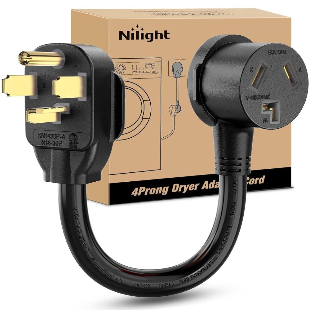 imageNilight  50033R 18 inch 50 Amp to 30 Amp RV Plug Adapter Heavy Duty Dogbone Electrical Adapter with Handle 50A Male to 30A Female Cord Adapter 125V3750W2 Years Warranty1430P to 1030R Black