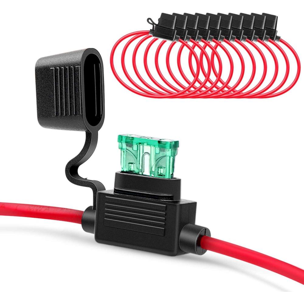 imageNilight 10 Pack NIFH01 Inline Holder 14AWG Wiring Harness ATCATO 30AMP Blade Automotive Fuse Holder10 2 Years Warranty10Pcs 14AWG Fuse Holder