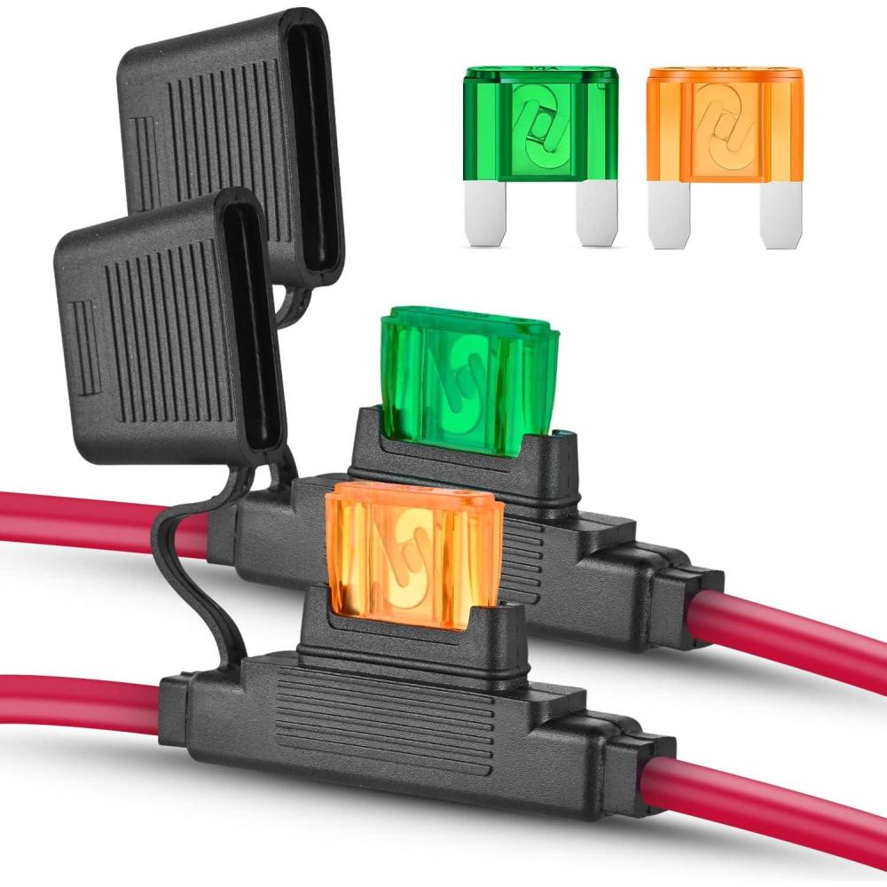 imageNilight 10 Pack NIFH01 Inline Holder 14AWG Wiring Harness ATCATO 30AMP Blade Automotive Fuse Holder10 2 Years Warranty2Pcs 10AWG Maxi Fuse Holder