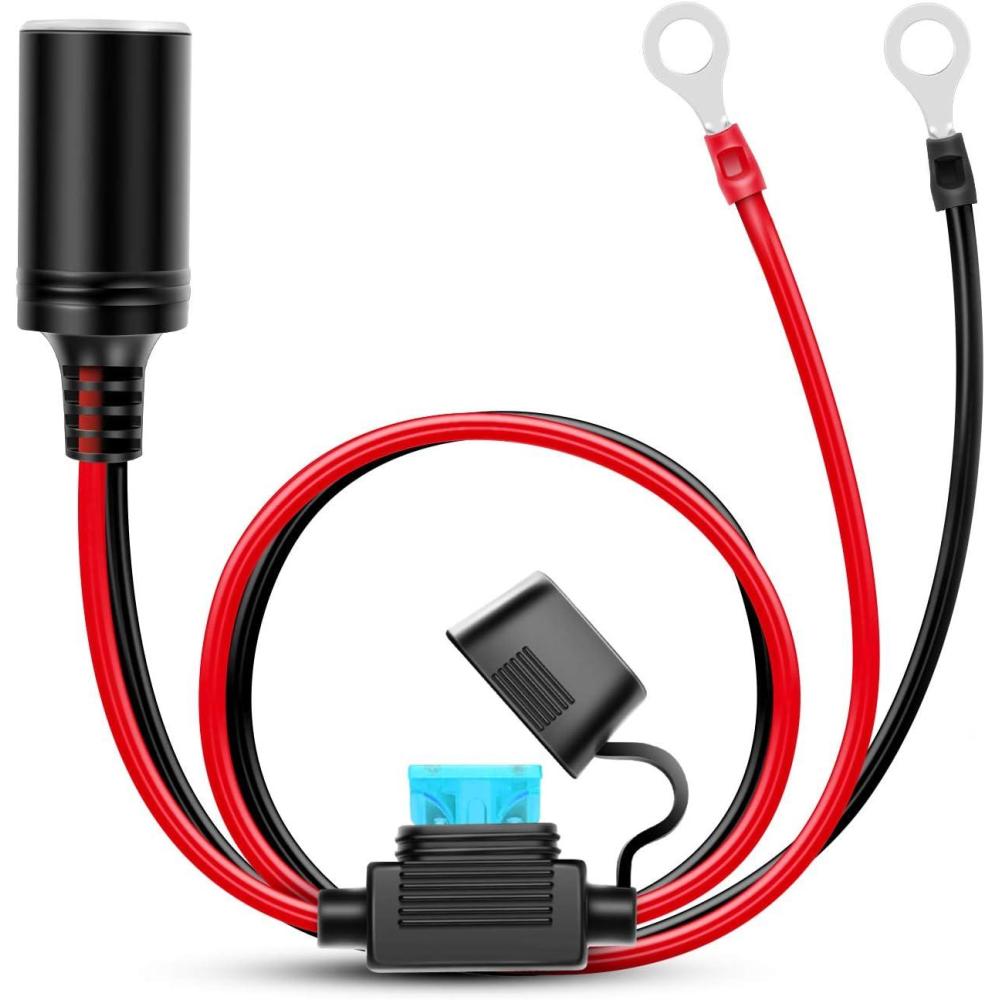 imageNilight 10026W Cord Plug Socket Clamp 49FT  15m 16 AWG ClipOn and Female Cigarette Lighter Adapter Car Battery ExtensionCable with 15A FuseCigarette Lighter Socket to O ring Harness