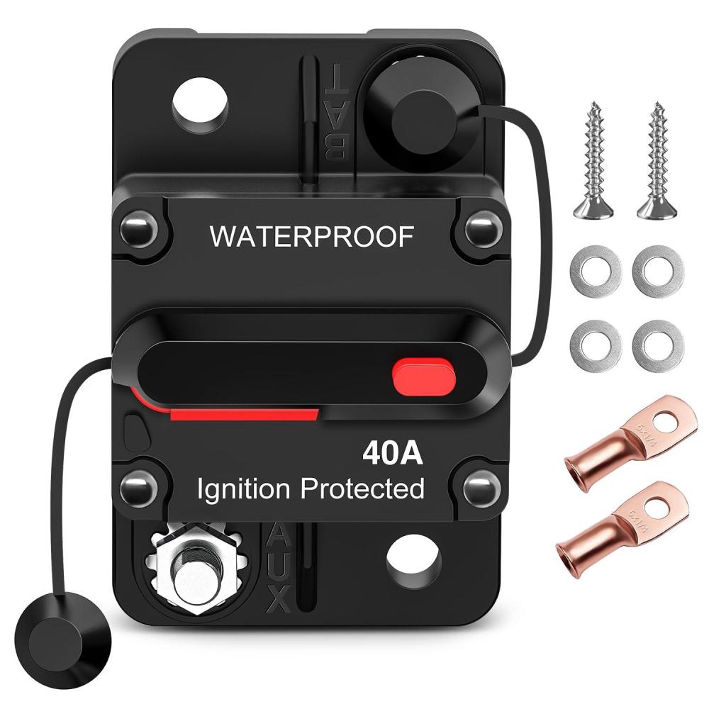 imageNilight 100A Inline Circuit Breaker Resettable 1224V DC Manual Reset Fuse Holder 315AWG Overload Protection for Car Audio Sound Amplifier System RV Marine Boat Truck Solar InverterCircuit Breaker A