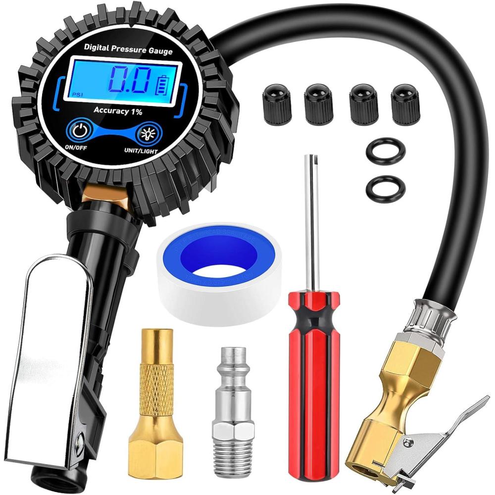 imageNilight Tire Inflator Air Compressor Portable Pump for 12V DC Car Tires with Digital Pressure Gauge 150PSI Auto LED Light Cars ATVs BicyclesTire Pressure Gauge Style 2