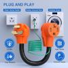 imageNilight  50033R 18 inch 50 Amp to 30 Amp RV Plug Adapter Heavy Duty Dogbone Electrical Adapter with Handle 50A Male to 30A Female Cord Adapter 125V3750W2 Years Warranty1030P to 1430R wGround Wire