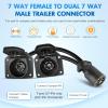 imageNilight  50050R 7Way Trailer Plug Socket Extension Cable 3FT Long 1014 AWG DoubleProng Copper TerminalsWires for 7Blade Trailer Wiring Connector Cord 2 Years WarrantyY Splitter Trailer Plug