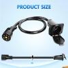 imageNilight  50050R 7Way Trailer Plug Socket Extension Cable 3FT Long 1014 AWG DoubleProng Copper TerminalsWires for 7Blade Trailer Wiring Connector Cord 2 Years Warranty3FT Trailer Extension Cord