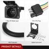 imageNilight 4Way Flat to 7Way Round RV Blade Adapter Plug 4 Pin to 7 Pin Vehicle Side Trailer Light Adapter with Extra Output Wire Tow Hitch Wire Adapter 7 Way Car End with mounting BracketDual Output 4 Way to 7 Way Trailer Adapter
