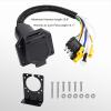 imageNilight 4Way Flat to 7Way Round RV Blade Adapter Plug 4 Pin to 7 Pin Vehicle Side Trailer Light Adapter with Extra Output Wire Tow Hitch Wire Adapter 7 Way Car End with mounting Bracket4Way to 7Way Trailer Adapter