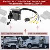 imageNilight 4Way Flat to 7Way Round RV Blade Adapter Plug 4 Pin to 7 Pin Vehicle Side Trailer Light Adapter with Extra Output Wire Tow Hitch Wire Adapter 7 Way Car End with mounting BracketDual Output 4 Way to 7 Way Trailer Adapter