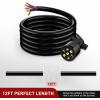 imageNilight 50049R 7Way 8 Feet Heavy Duty 7 Way Plug Inline Trailer Cord for Truck Camper Blade Molded RV Cable Wire Weatherproof ampamp Corrosion Resistant8FT2 Years WarrantyRV Standard Trailer Cord 12FT wPlug