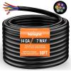 imageNilight 50049R 7Way 8 Feet Heavy Duty 7 Way Plug Inline Trailer Cord for Truck Camper Blade Molded RV Cable Wire Weatherproof ampamp Corrosion Resistant8FT2 Years WarrantyTraditional SAE Trailer Cord 50FT