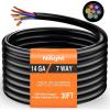 imageNilight 50049R 7Way 8 Feet Heavy Duty 7 Way Plug Inline Trailer Cord for Truck Camper Blade Molded RV Cable Wire Weatherproof ampamp Corrosion Resistant8FT2 Years WarrantyTraditional SAE Trailer Cord 30FT