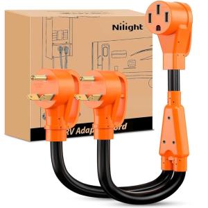 imageNilight  50033R 18 inch 50 Amp to 30 Amp RV Plug Adapter Heavy Duty Dogbone Electrical Adapter with Handle 50A Male to 30A Female Cord Adapter 125V3750W2 Years Warranty30M50F Y Splitter