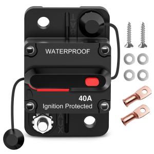 imageNilight 100A Inline Circuit Breaker Resettable 1224V DC Manual Reset Fuse Holder 315AWG Overload Protection for Car Audio Sound Amplifier System RV Marine Boat Truck Solar InverterCircuit Breaker A