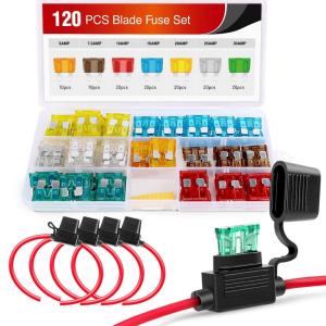 imageNilight 120 PCS Mini ATMAPM Blade Fuse 5A75A10A15A20A25A30A AMP Assorted Set with 10 Pack 14AWG ATCATO Inline Fuse Holder120Pcs ATCATO Fuse  12AWG Holder 5