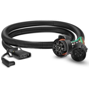 imageNilight 4Way Flat to 7Way Round RV Blade Adapter Plug 4 Pin to 7 Pin Vehicle Side Trailer Light Adapter with Extra Output Wire Tow Hitch Wire Adapter 7 Way Car End with mounting BracketUSCAR 7 Pin to 4 Pin Trailer Wiring Harness