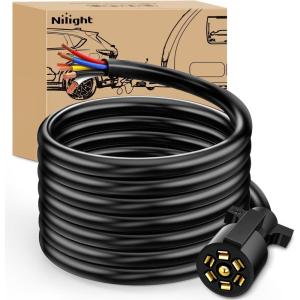 imageNilight 50049R 7Way 8 Feet Heavy Duty 7 Way Plug Inline Trailer Cord for Truck Camper Blade Molded RV Cable Wire Weatherproof ampamp Corrosion Resistant8FT2 Years WarrantyRV Standard Trailer Cord 16FTwPlug