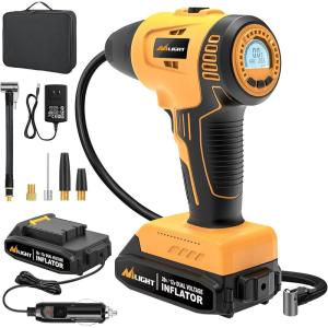 imageNilight Tire Inflator Air Compressor Portable Pump for 12V DC Car Tires with Digital Pressure Gauge 150PSI Auto LED Light Cars ATVs BicyclesAcDc Handheld Tire Inflator