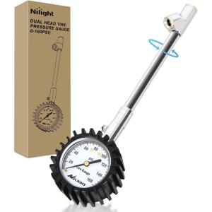 imageNilight Tire Inflator Air Compressor Portable Pump for 12V DC Car Tires with Digital Pressure Gauge 150PSI Auto LED Light Cars ATVs BicyclesDual Head Tire Gauge