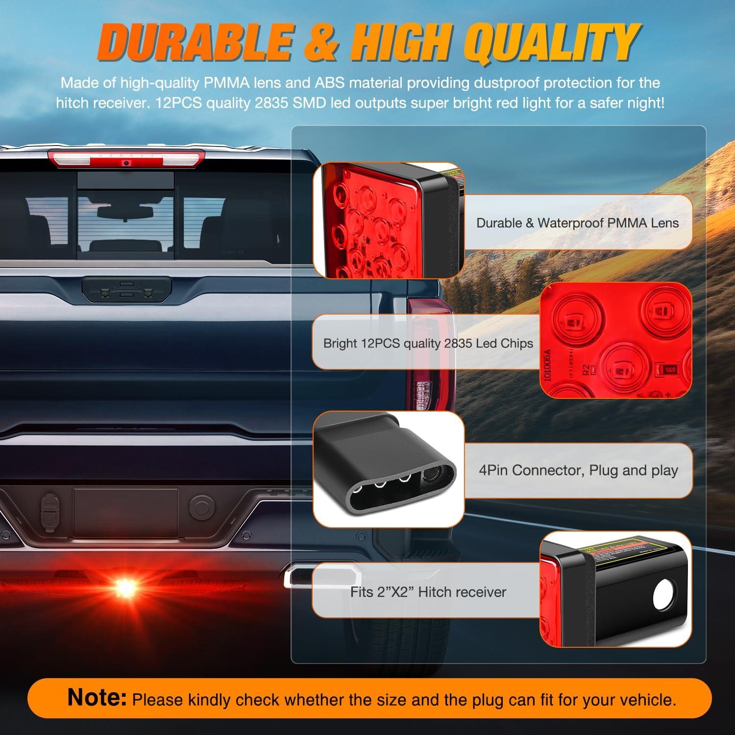 imageNilight RV Tail Light 2PCS 72 LED Red Running Stop Brake Turn Signals White License Plate Lights Surface Mount Waterproof Taillights for Caravan Camper VanLED Brake Trailer Light