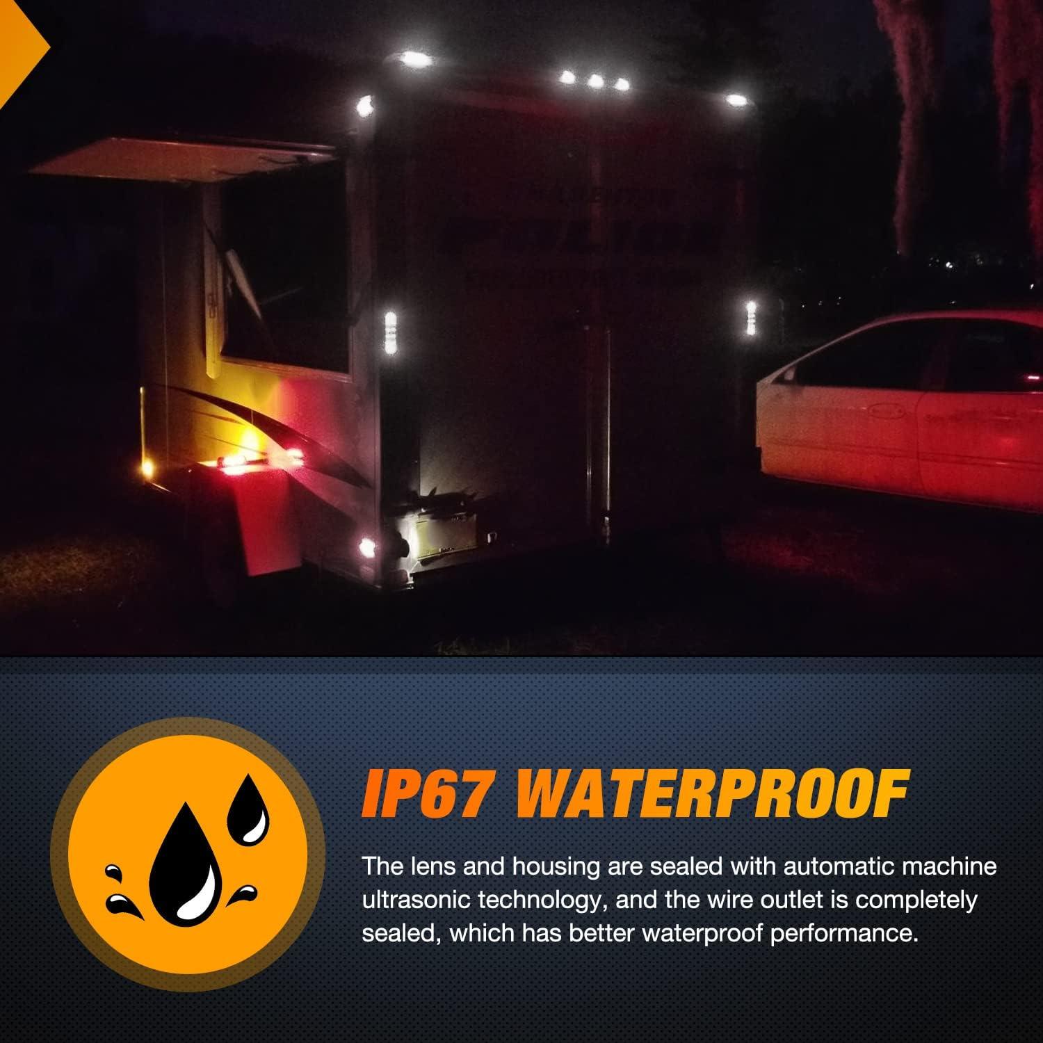 imageNilight RV Tail Light 2PCS 72 LED Red Running Stop Brake Turn Signals White License Plate Lights Surface Mount Waterproof Taillights for Caravan Camper VanWhite Lights Screws 2Pcs