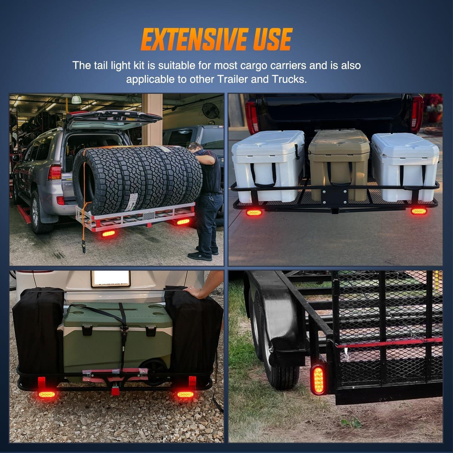 imageNilight RV Tail Light 2PCS 72 LED Red Running Stop Brake Turn Signals White License Plate Lights Surface Mount Waterproof Taillights for Caravan Camper VanTrailer Lights wWire wBrackets