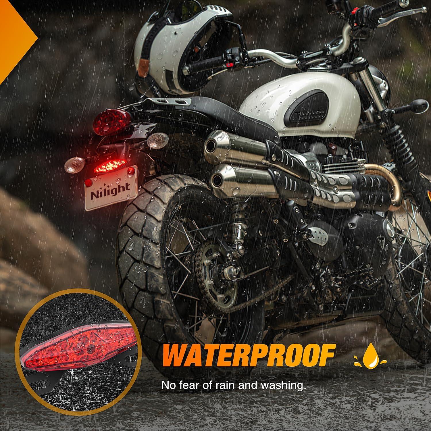 imageNilight RV Tail Light 2PCS 72 LED Red Running Stop Brake Turn Signals White License Plate Lights Surface Mount Waterproof Taillights for Caravan Camper VanMotorcycle Tail Lights Red