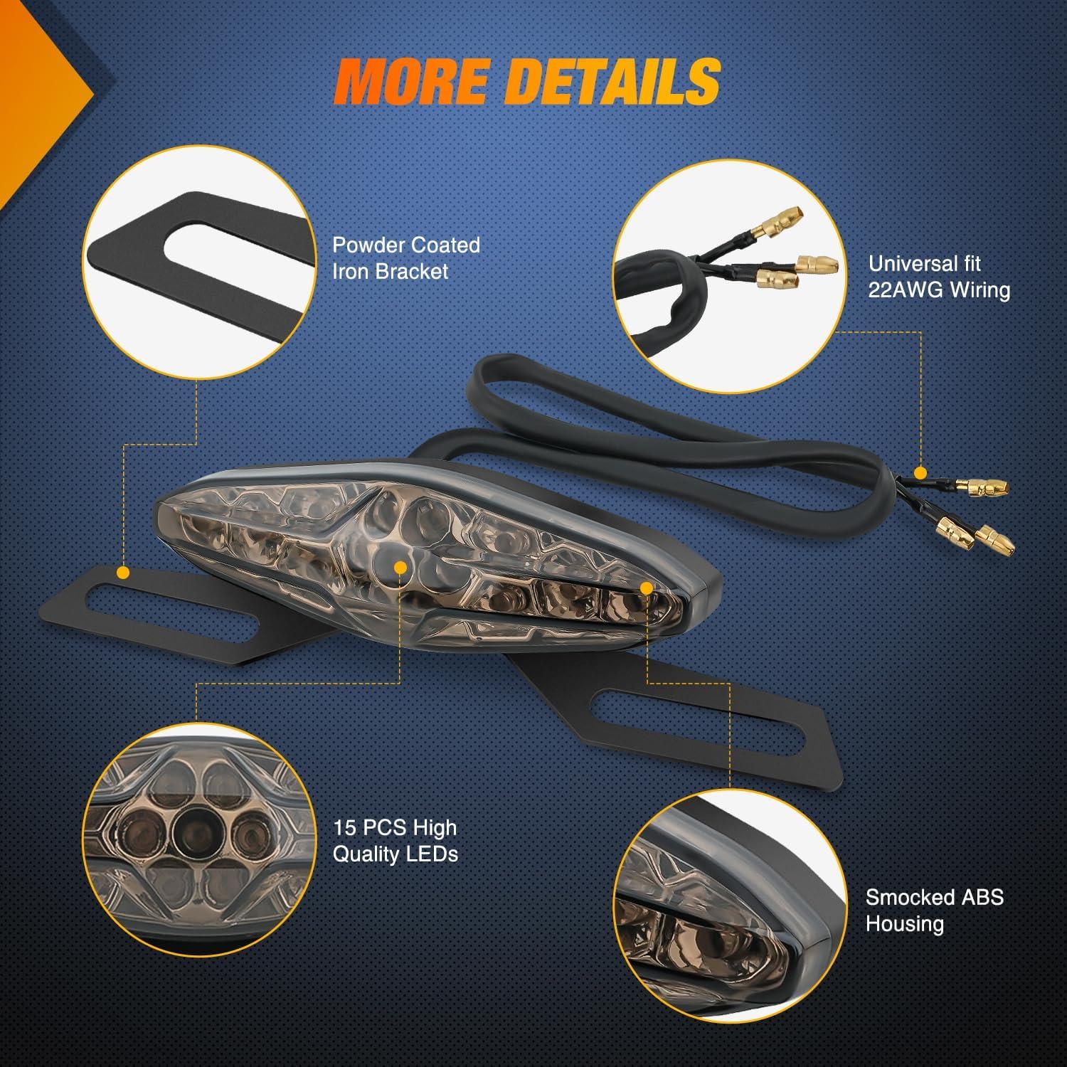 imageNilight RV Tail Light 2PCS 72 LED Red Running Stop Brake Turn Signals White License Plate Lights Surface Mount Waterproof Taillights for Caravan Camper VanMotorcycle Tail Lights Smoked