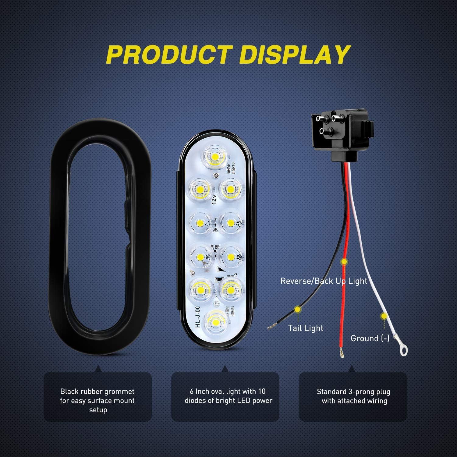 imageNilight RV Tail Light 2PCS 72 LED Red Running Stop Brake Turn Signals White License Plate Lights Surface Mount Waterproof Taillights for Caravan Camper VanWhite Lights 2Pcs