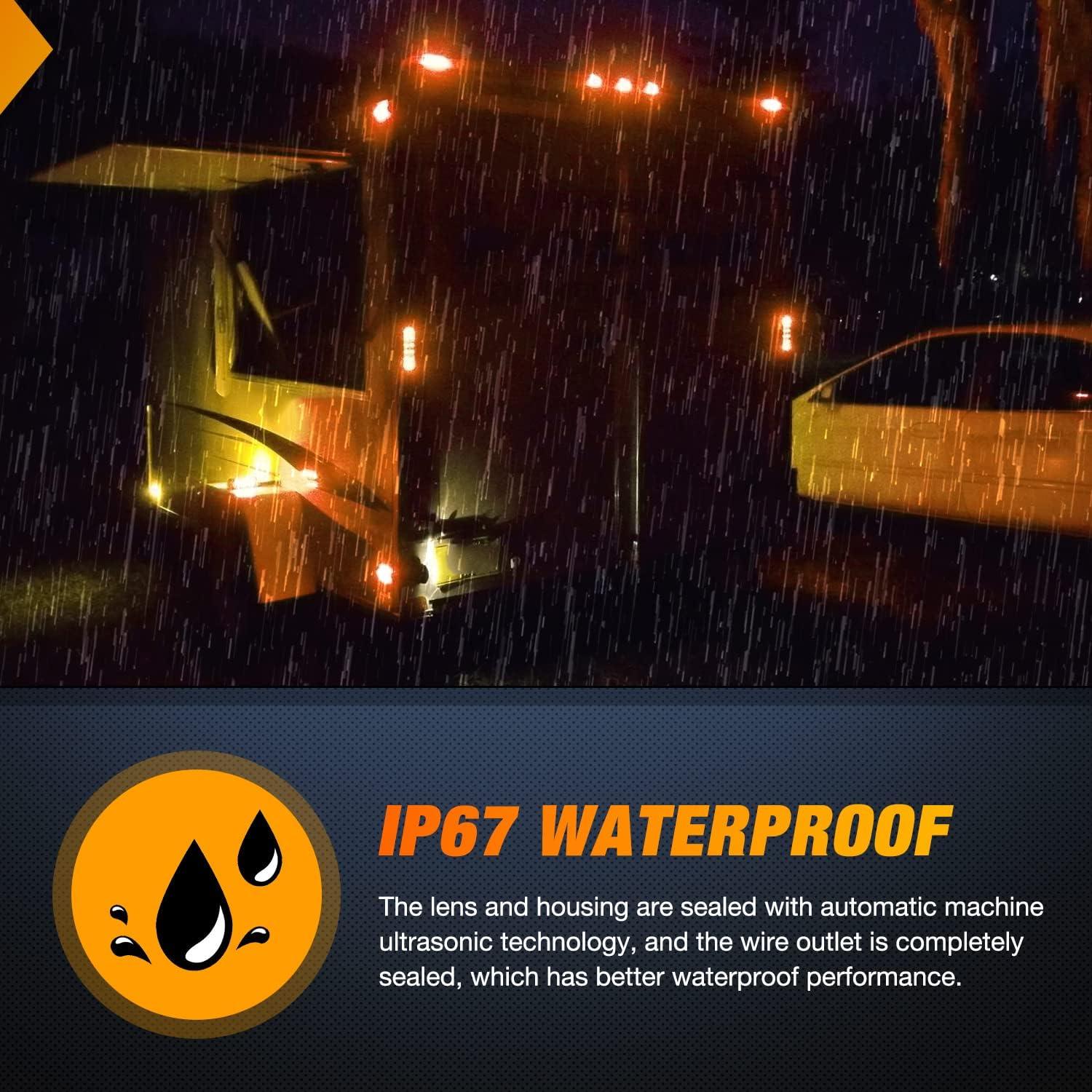 imageNilight RV Tail Light 2PCS 72 LED Red Running Stop Brake Turn Signals White License Plate Lights Surface Mount Waterproof Taillights for Caravan Camper VanAmber Lights Screws 2Pcs