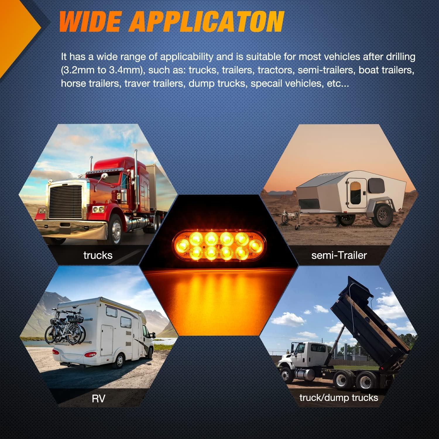 imageNilight RV Tail Light 2PCS 72 LED Red Running Stop Brake Turn Signals White License Plate Lights Surface Mount Waterproof Taillights for Caravan Camper VanAmber Lights Screws 2Pcs