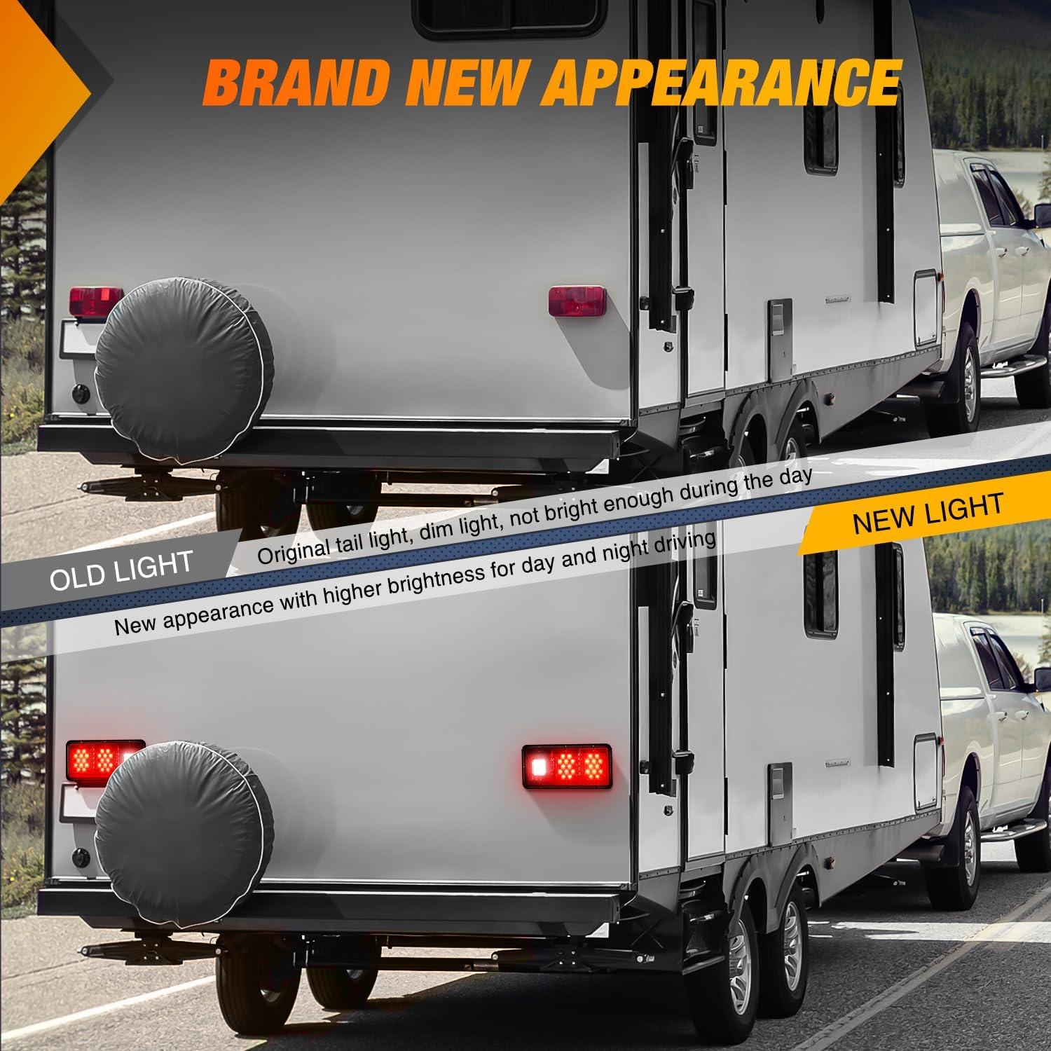 imageNilight RV Tail Light 2PCS 72 LED Red Running Stop Brake Turn Signals White License Plate Lights Surface Mount Waterproof Taillights for Caravan Camper VanTriple Tail Light 36LED