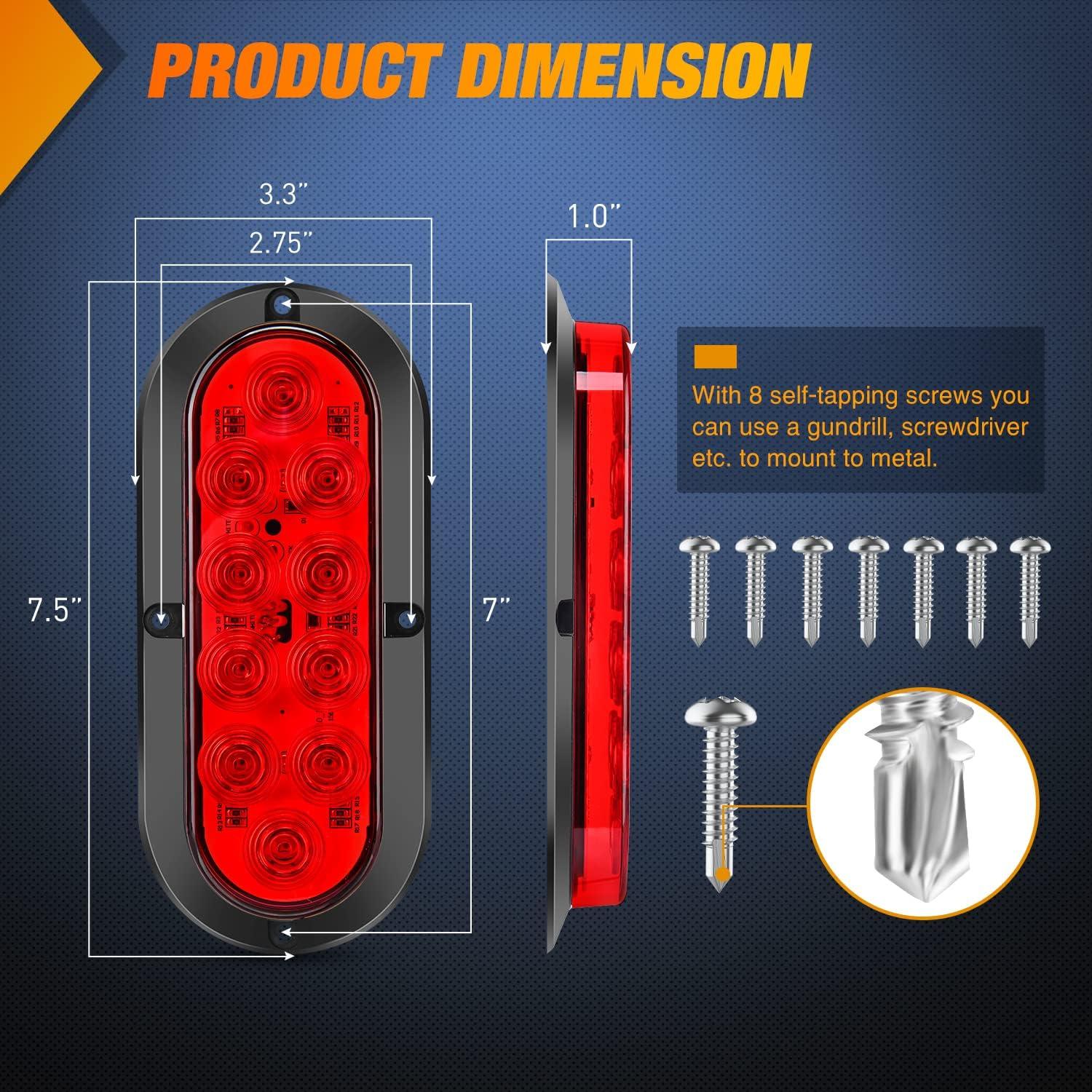 imageNilight RV Tail Light 2PCS 72 LED Red Running Stop Brake Turn Signals White License Plate Lights Surface Mount Waterproof Taillights for Caravan Camper VanRedWhiteAmber Lights Screws 6Pcs